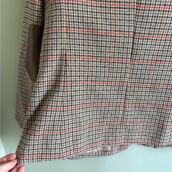 Ebossy Brown Plaid Tailored Blazer with Elbow Patches - Picture 11 of 12